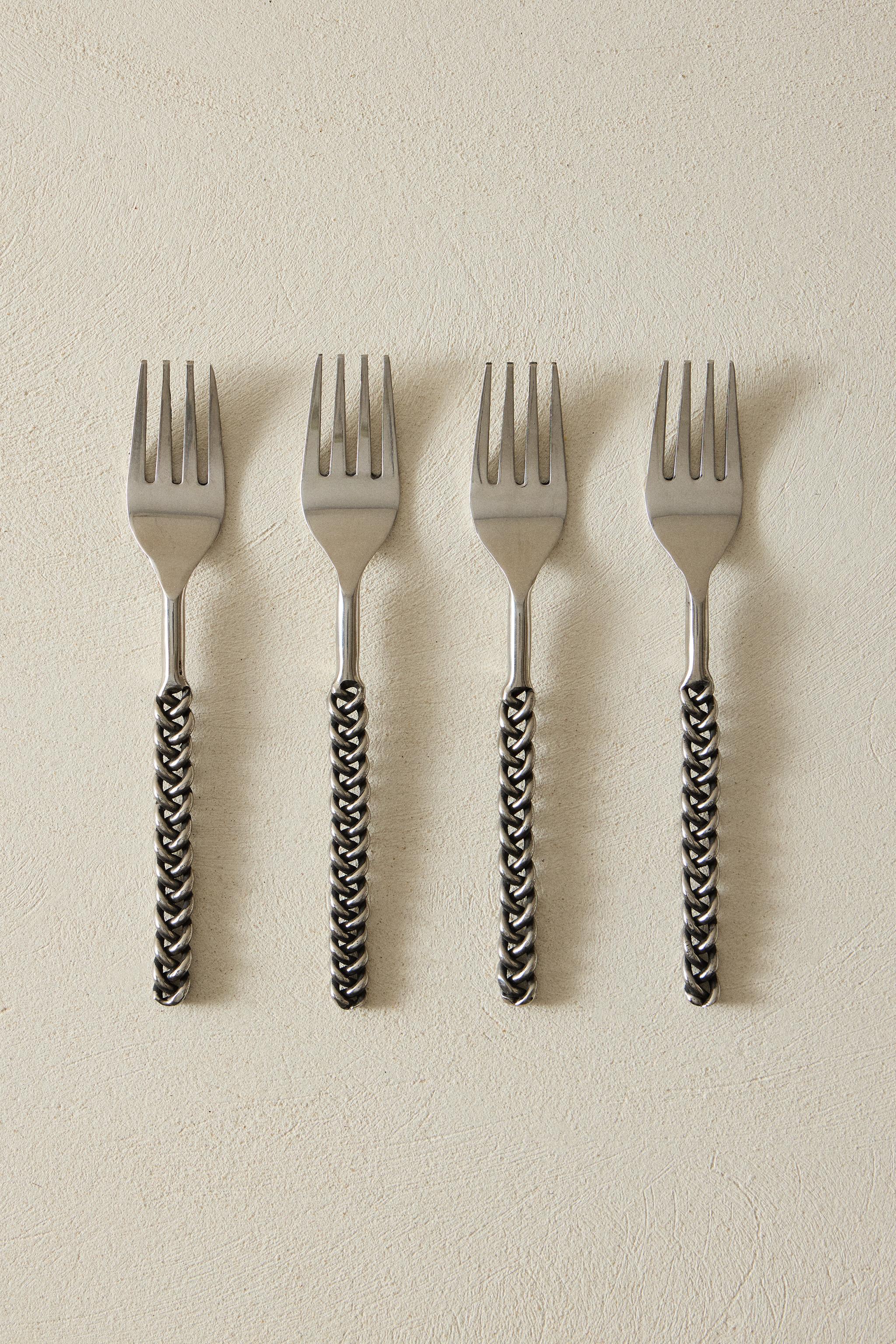 PACK OF DESSERT FORKS WITH BRAIDED METAL HANDLES (PACK OF 4)